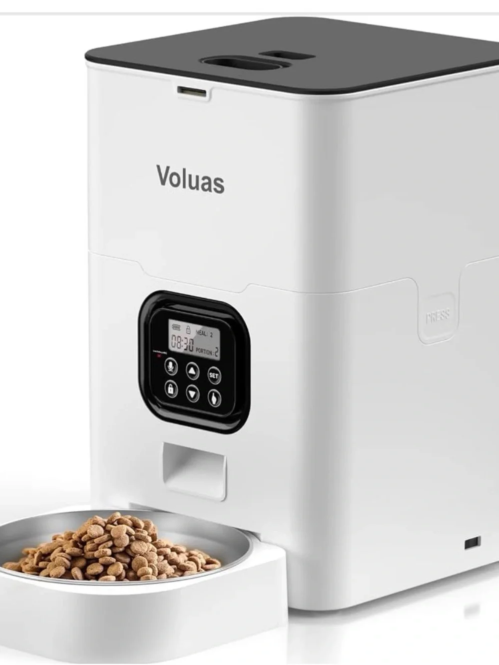 Automatic Pet Feeder - White with Black Top